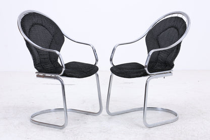 2er Set Gastone Rinaldi Freischwinger | Vintage | Chrom | Armlehnen