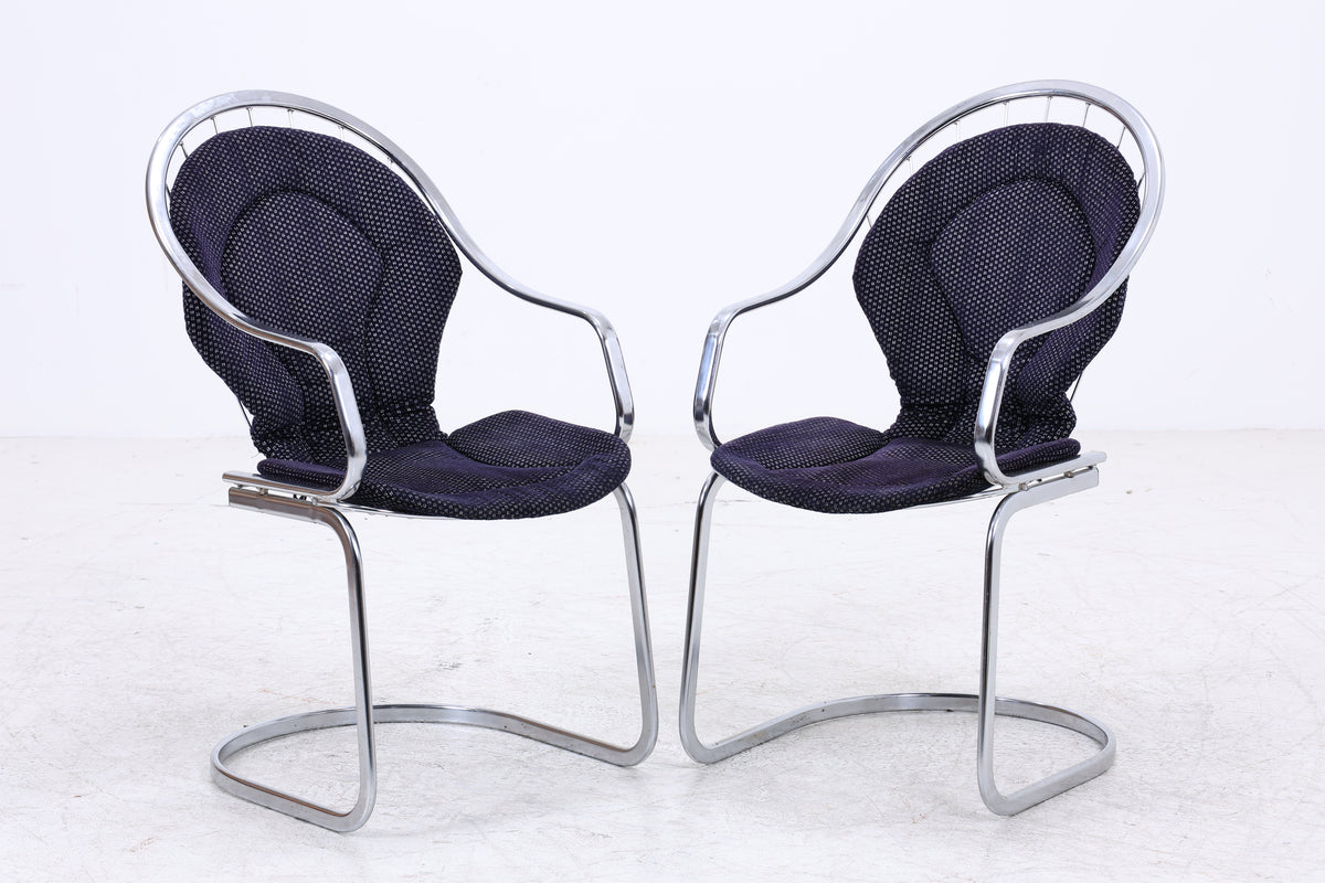 2er Set Gastone Rinaldi Freischwinger | Vintage | Chrom | Armlehnen