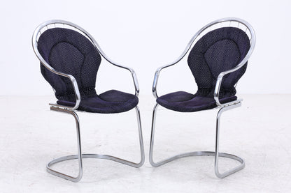 2er Set Gastone Rinaldi Freischwinger | Vintage | Chrom | Armlehnen