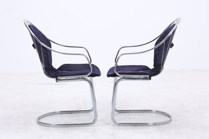 2er Set Gastone Rinaldi Freischwinger | Vintage | Chrom | Armlehnen