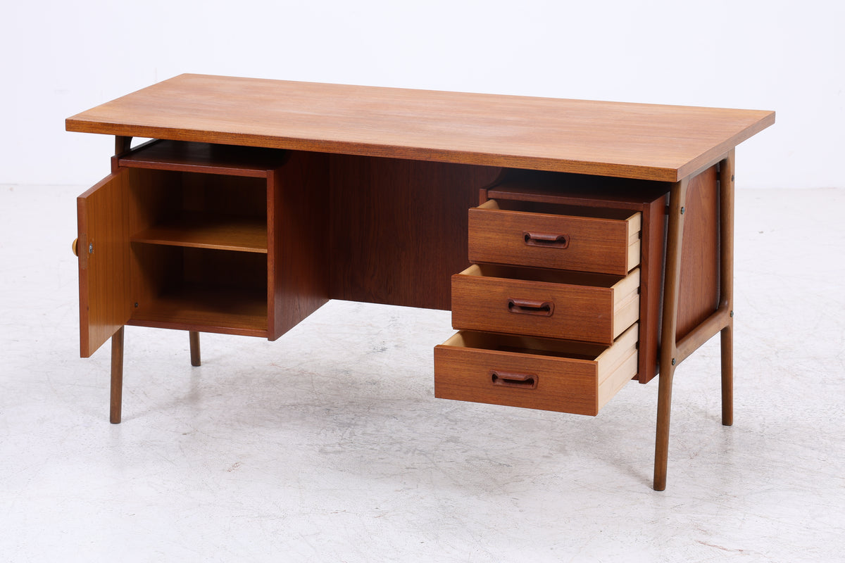 Vintage Teak Schreibtisch | Mid Century Design | Freistehend