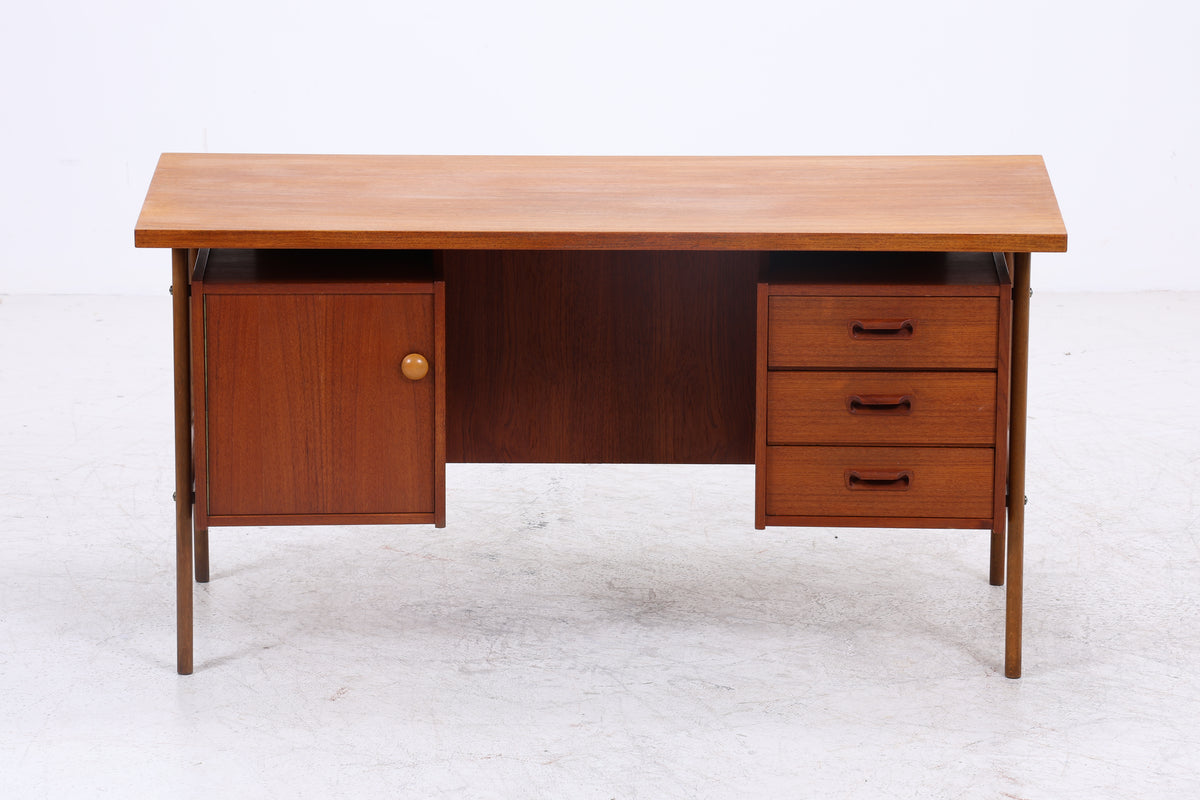 Vintage Teak Schreibtisch | Mid Century Design | Freistehend