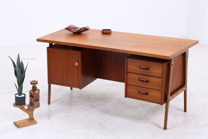 Vintage Teak Schreibtisch | Mid Century Design | Freistehend