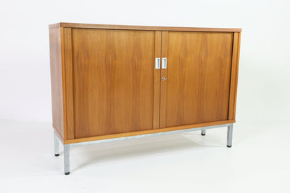 Vintage Aktenschrank 90er Jahre | Mid Century Kommode Schiebetüren Sideboard Rollschrank Büro Schrank Vintage Retro  80er  Holz