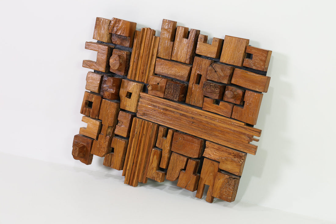 Holz Skulptur Wandskulptur Wanddeko Wandbild Holzmosaik Holzkunst Kunst Deko  Holzgemälde