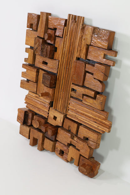 Holz Skulptur Wandskulptur Wanddeko Wandbild Holzmosaik Holzkunst Kunst Deko  Holzgemälde