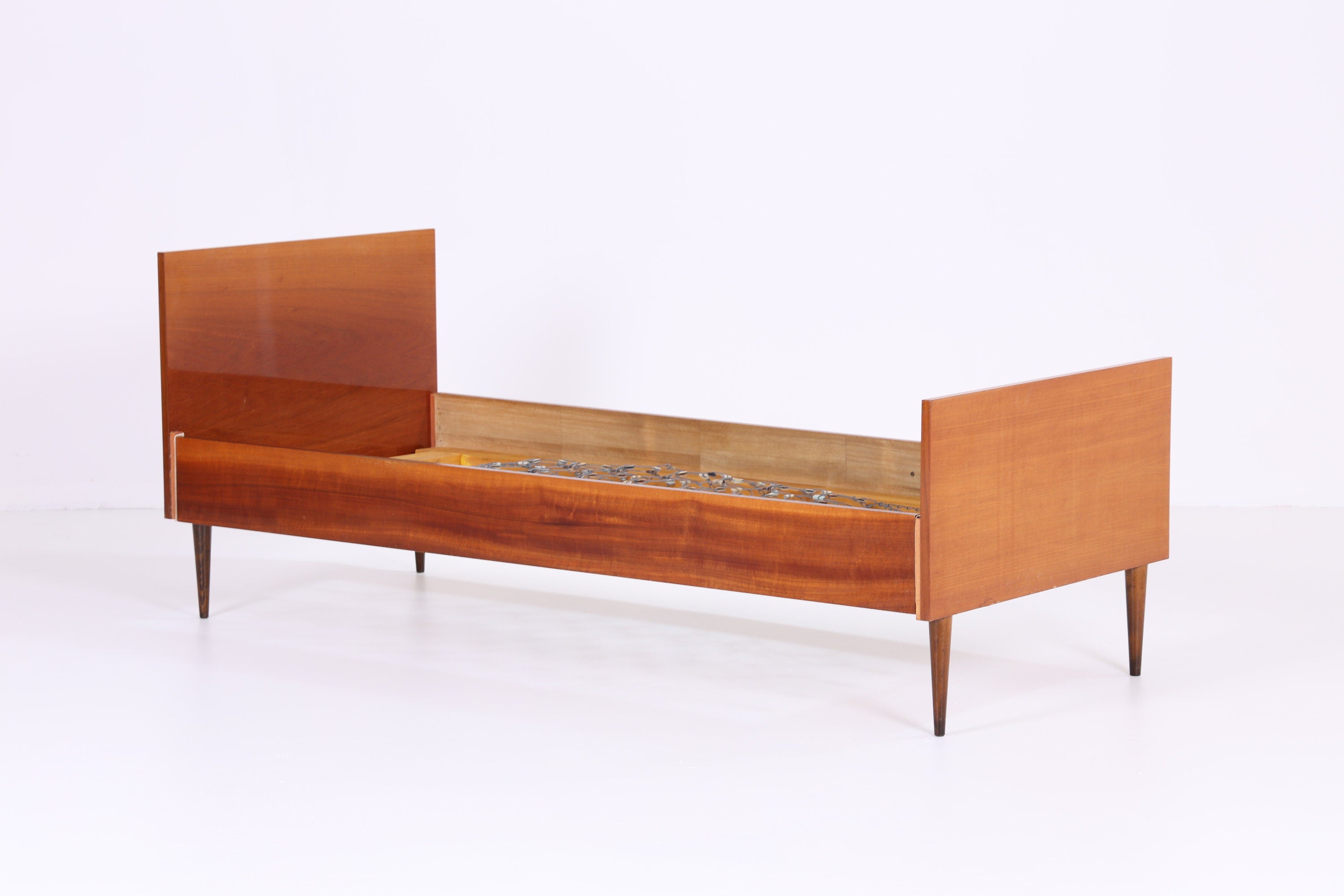 Vintage Bett 60er Jahre | Mid Century Federkernbett Bettgestell Daybed Tagesbett Holz Retro 70er