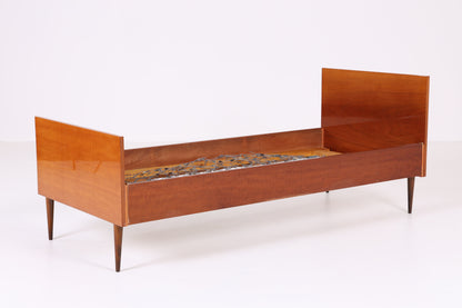 Vintage Bett 60er Jahre | Mid Century Federkernbett Bettgestell Daybed Tagesbett Holz Retro 70er