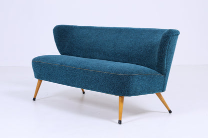 Türkises Vintage Sofa 60er Jahre | Mid Century Couch Stoff Lounge Retro 70er