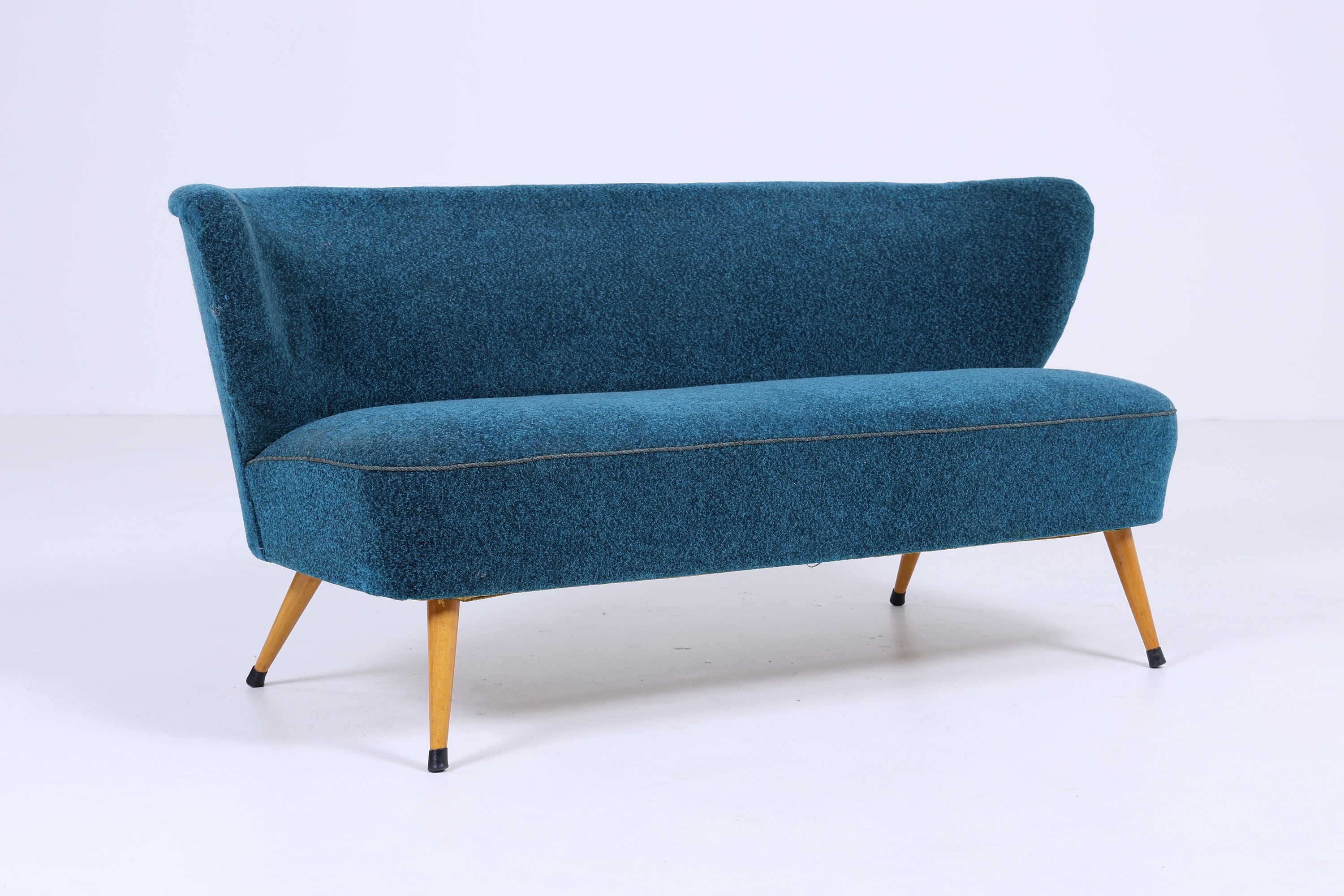 Türkises Vintage Sofa 60er Jahre | Mid Century Couch Stoff Lounge Retro 70er