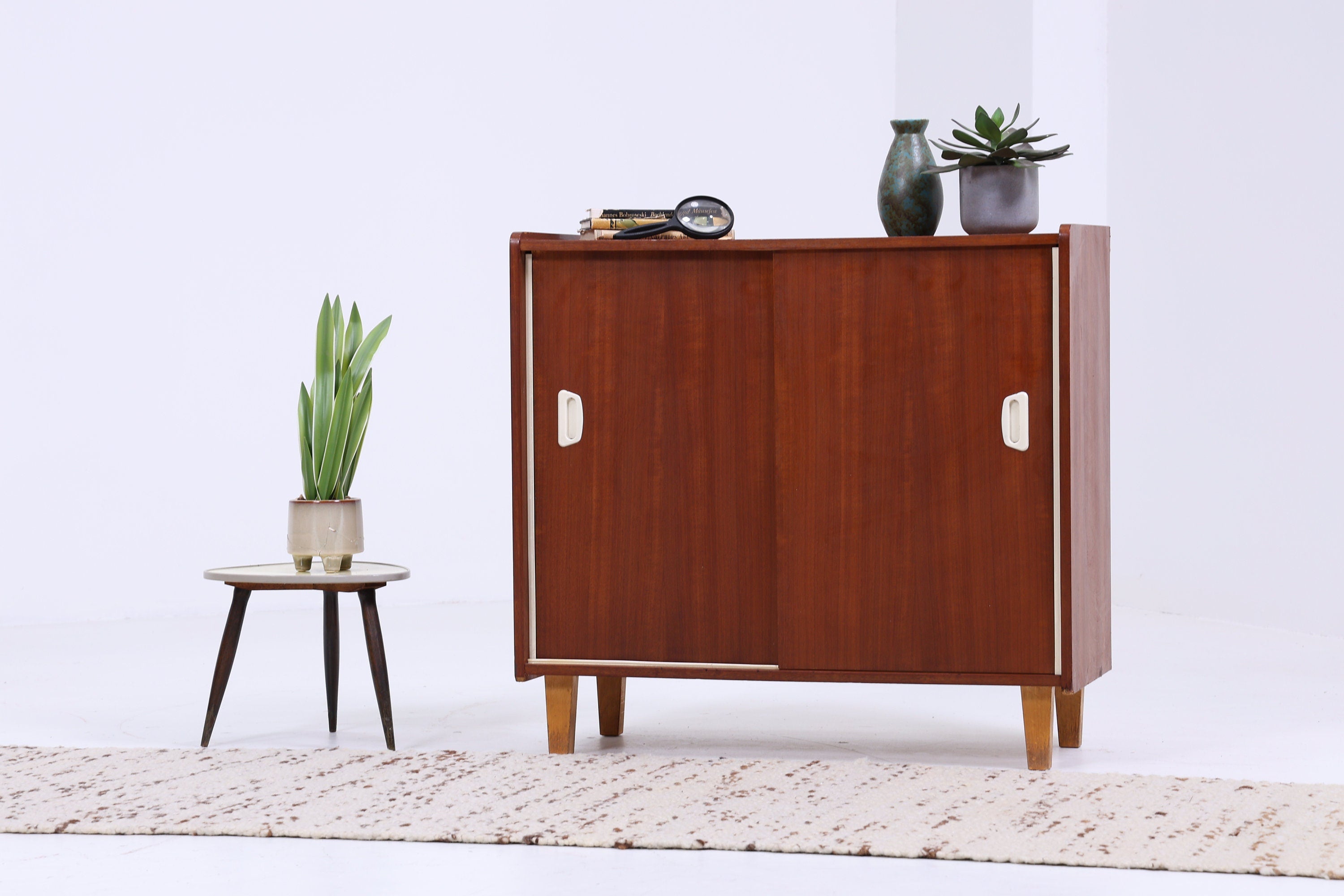 Retro Kommode 60er Jahre | Mid Century Flur Schiebetüren Schrank Vintage Retro Holz 60er