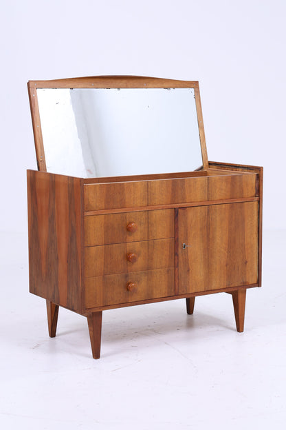 Vintage Frisierkommode aus den 60ern | Mid Century Kommode mit Spiegel  | Retro Schreibtisch Holz Schubladen Aufbewahrung