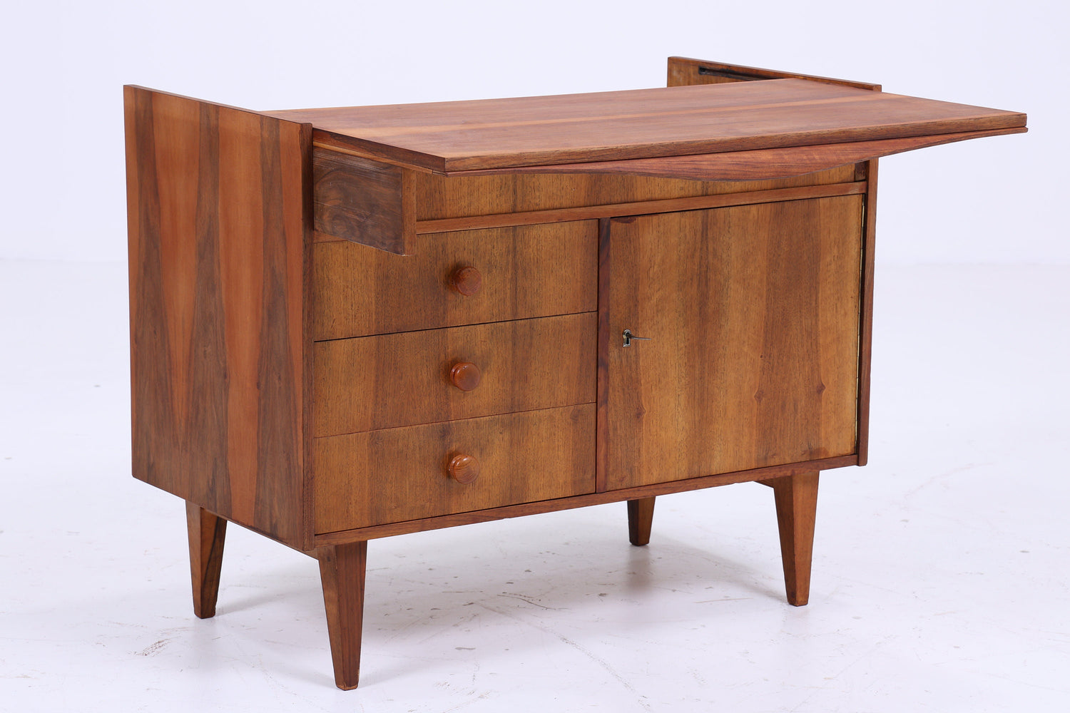 Vintage Frisierkommode aus den 60ern | Mid Century Kommode mit Spiegel  | Retro Schreibtisch Holz Schubladen Aufbewahrung