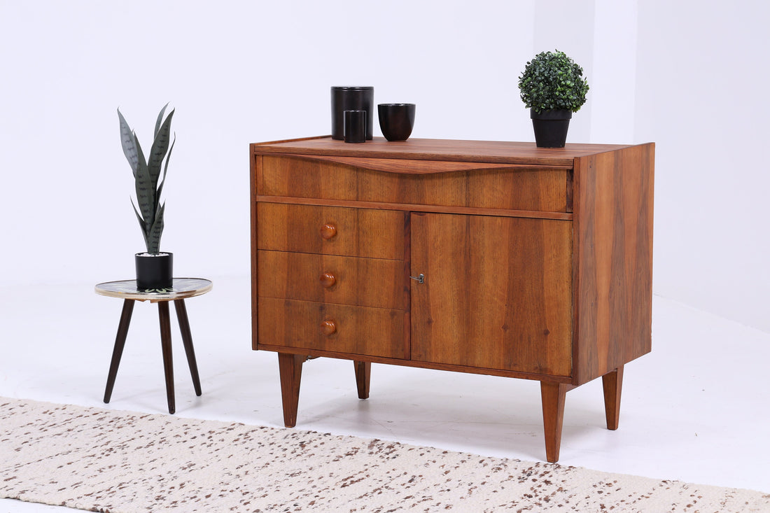 Vintage Frisierkommode aus den 60ern | Mid Century Kommode mit Spiegel  | Retro Schreibtisch Holz Schubladen Aufbewahrung