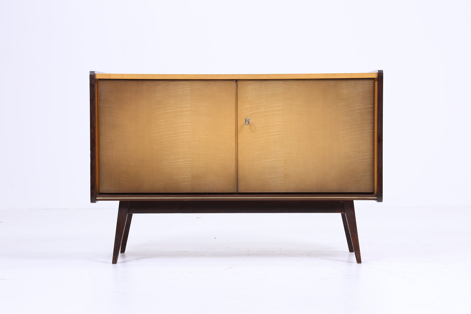 Zeitlose Hochglanz Kommode 60er Jahre | Mid Century Schrank Vintage Aufbewahrung Retro 70er Holz 1v2