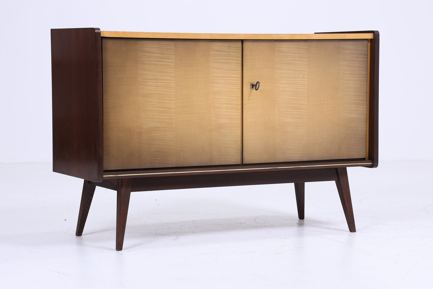 Zeitlose Hochglanz Kommode 60er Jahre | Mid Century Schrank Vintage Aufbewahrung Retro 70er Holz 2v2