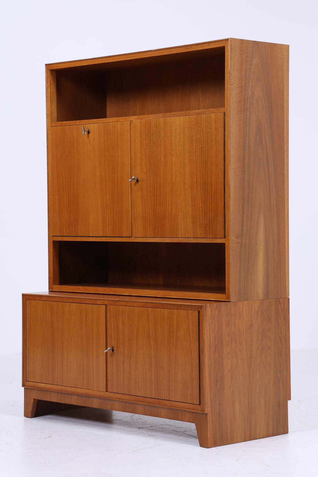 Nussbaum Schrank 60er Jahre | Mid Century Bücherschrank Vintage Fächerschrank Aufbewahrung Barschrank Holz