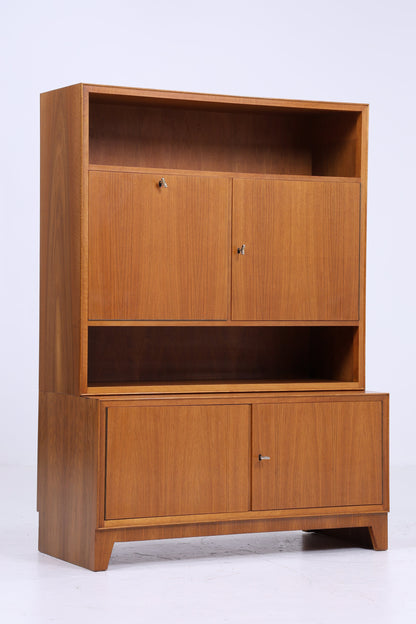 Nussbaum Schrank 60er Jahre | Mid Century Bücherschrank Vintage Fächerschrank Aufbewahrung Barschrank Holz