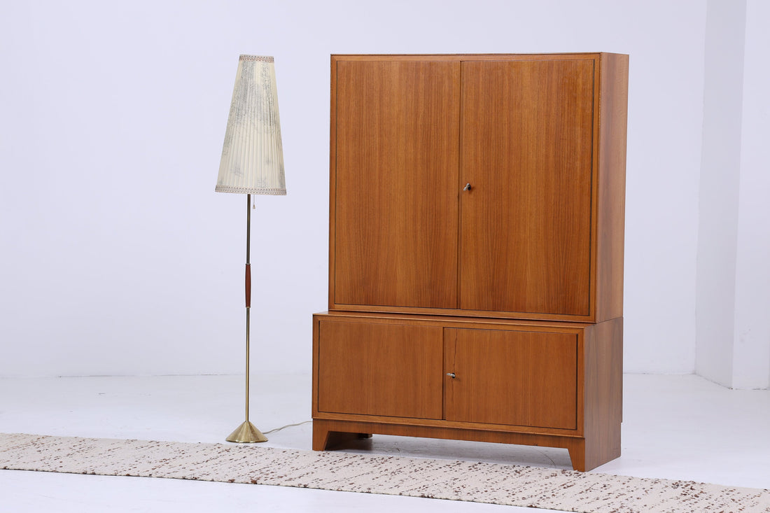 Nussbaum Schrank 60er Jahre | Mid Century Bücherschrank Vintage Fächerschrank Aufbewahrung Wäscheschrank Holz