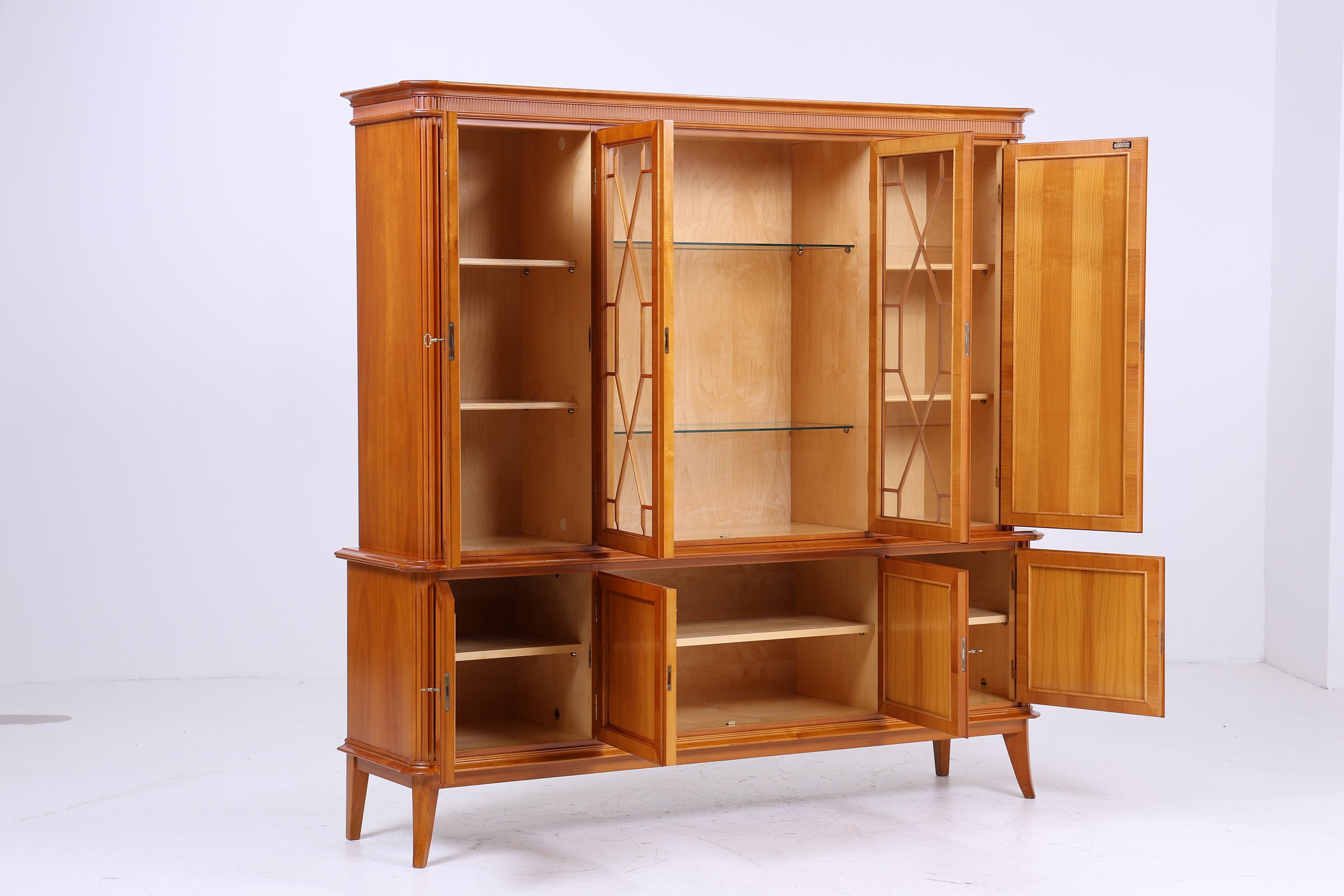 Vintage Vitrine von Schlingmann Wertmöbel  | Helle Glasvitrine | Bücherschrank Holz Aufbewahrung Englischer Stil Qualität