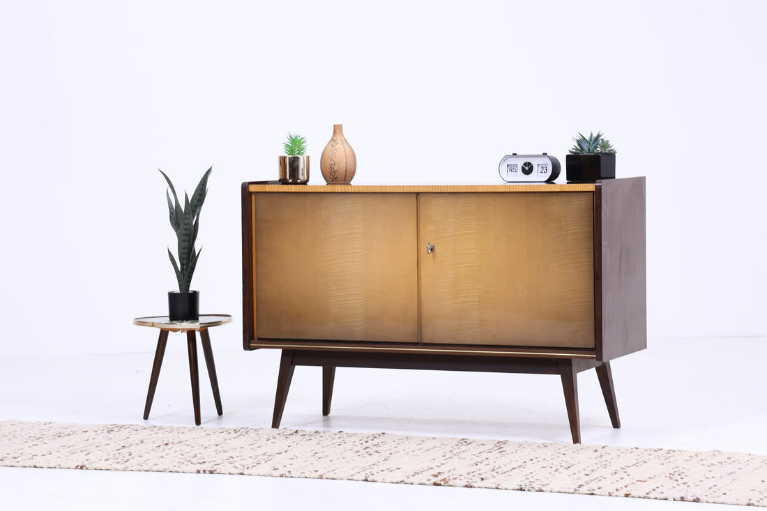 Zeitlose Hochglanz Kommode 60er Jahre | Mid Century Schrank Vintage Aufbewahrung Retro 70er Holz 1v2