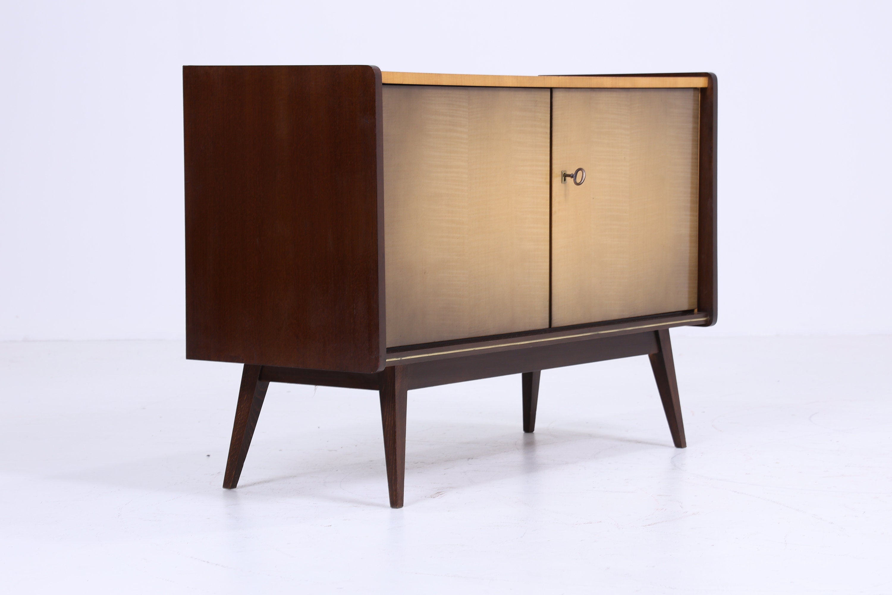 Zeitlose Hochglanz Kommode 60er Jahre | Mid Century Schrank Vintage Aufbewahrung Retro 70er Holz 2v2