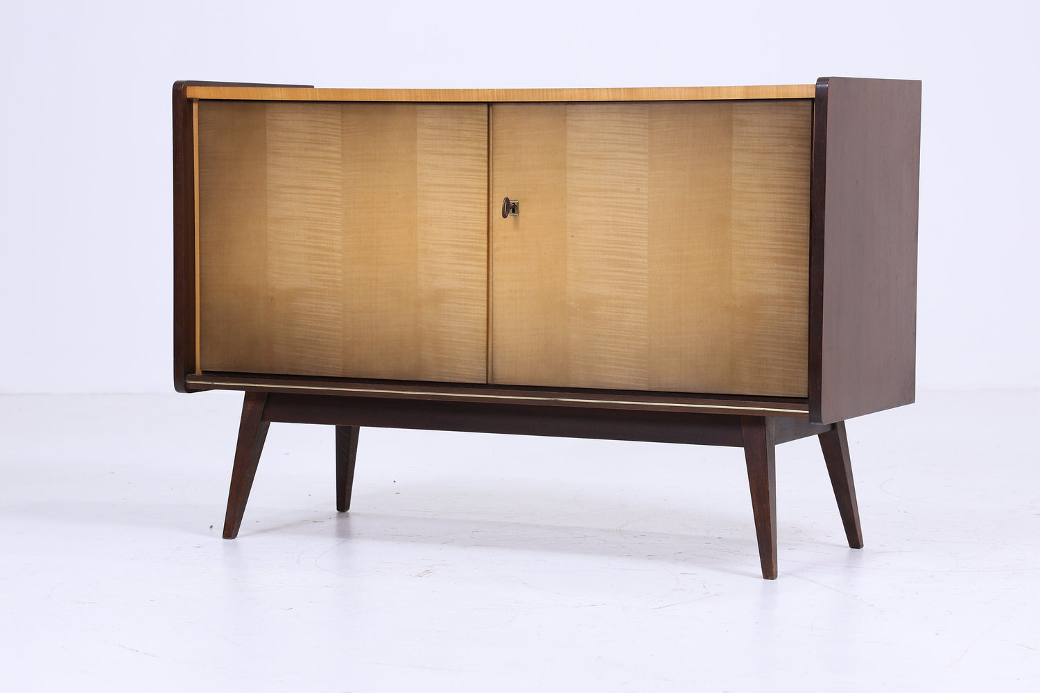 Zeitlose Hochglanz Kommode 60er Jahre | Mid Century Schrank Vintage Aufbewahrung Retro 70er Holz 2v2