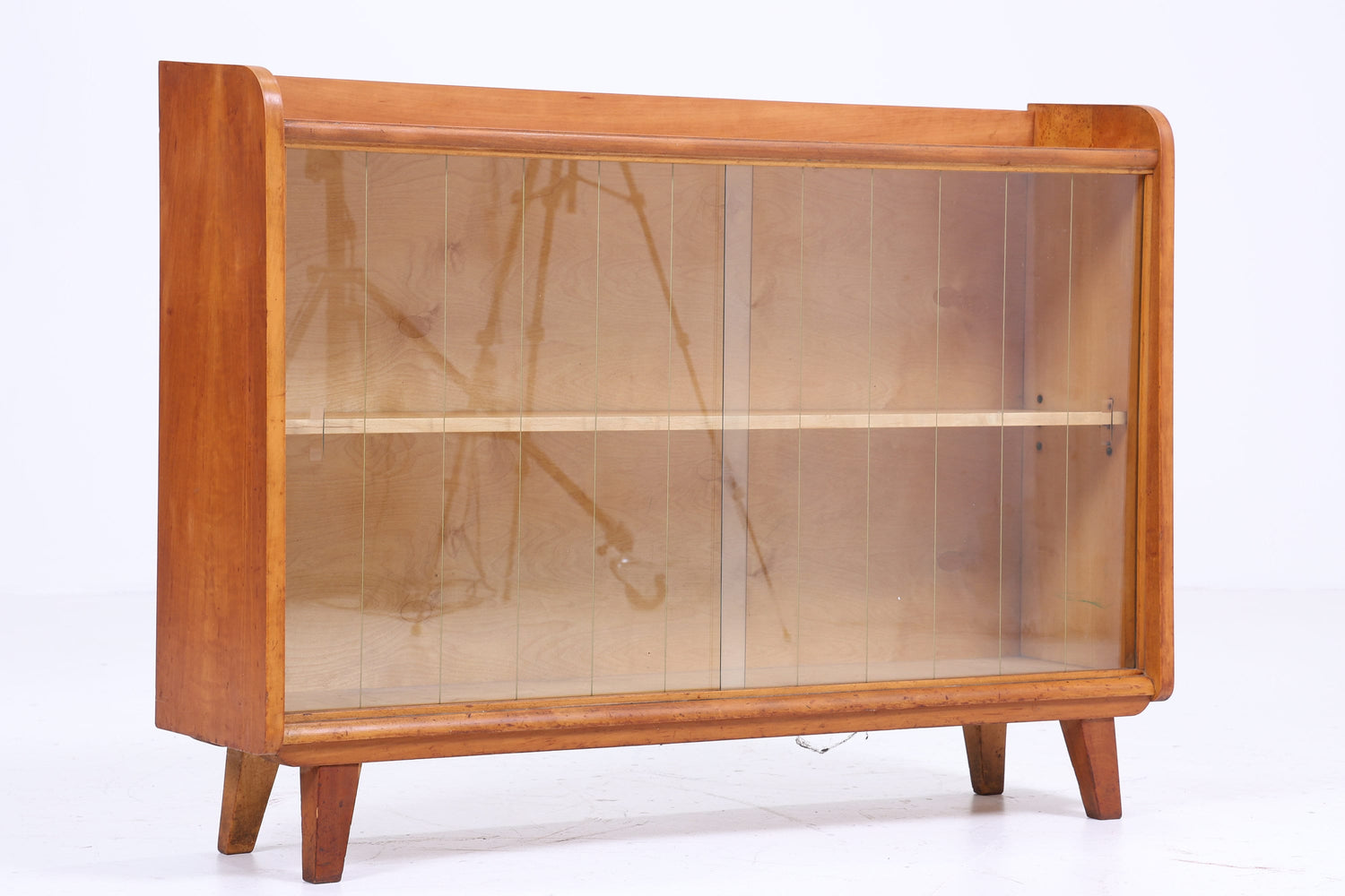 Vintage Glas Kommode 60er Jahre | Mid Century Vitrine Flur Konsole Schrank Antik Retro 70er Holz Braun