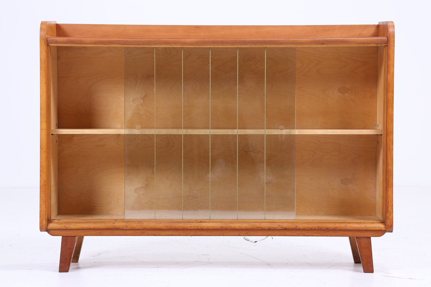 Vintage Glas Kommode 60er Jahre | Mid Century Vitrine Flur Konsole Schrank Antik Retro 70er Holz Braun