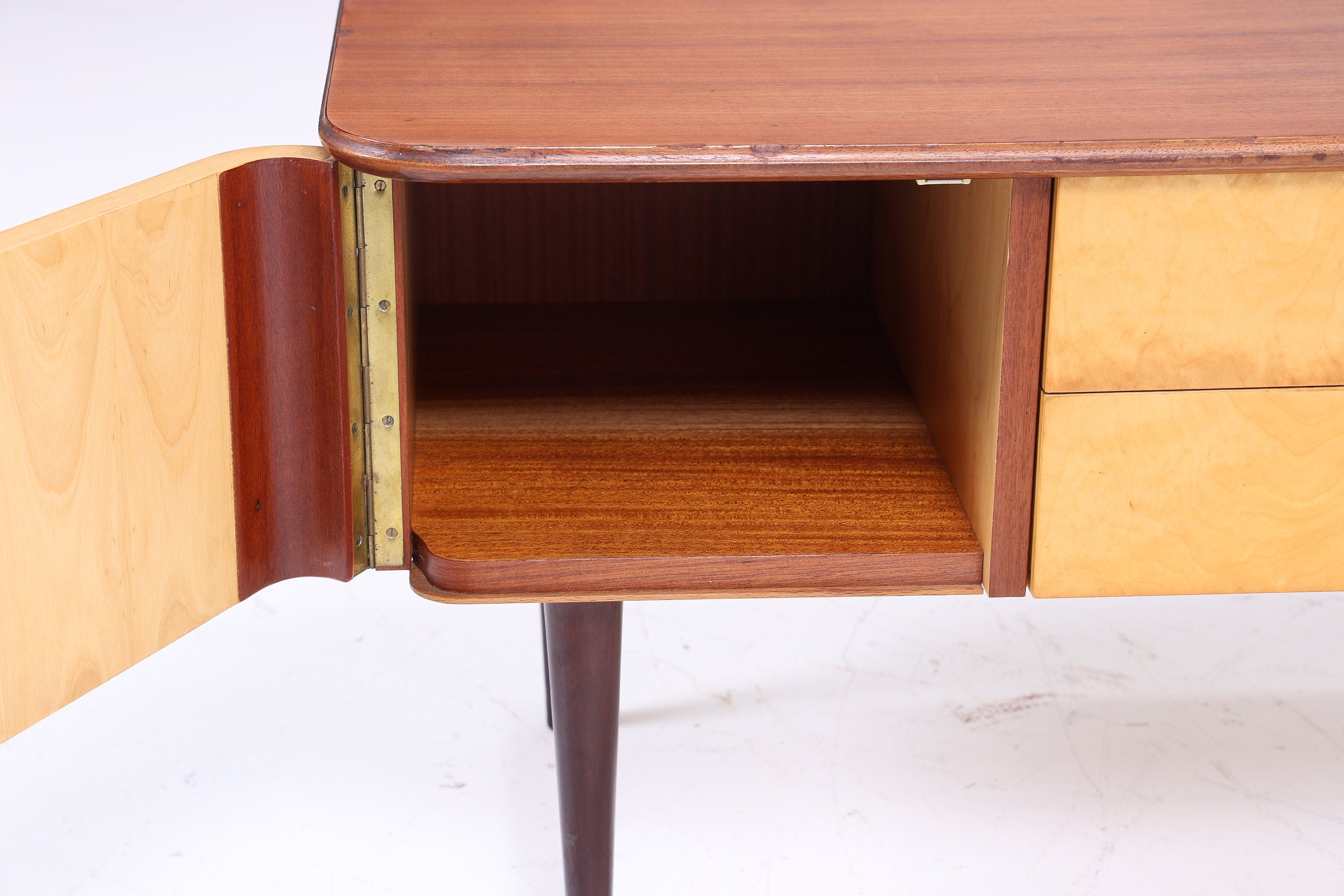 Flache Vintage Schubladen Kommode 60er Jahre | Mid Century Lowboard Retro 70er Holz Aufbewahrung