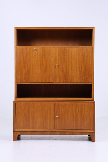 Nussbaum Schrank 60er Jahre | Mid Century Bücherschrank Vintage Fächerschrank Aufbewahrung Barschrank Holz