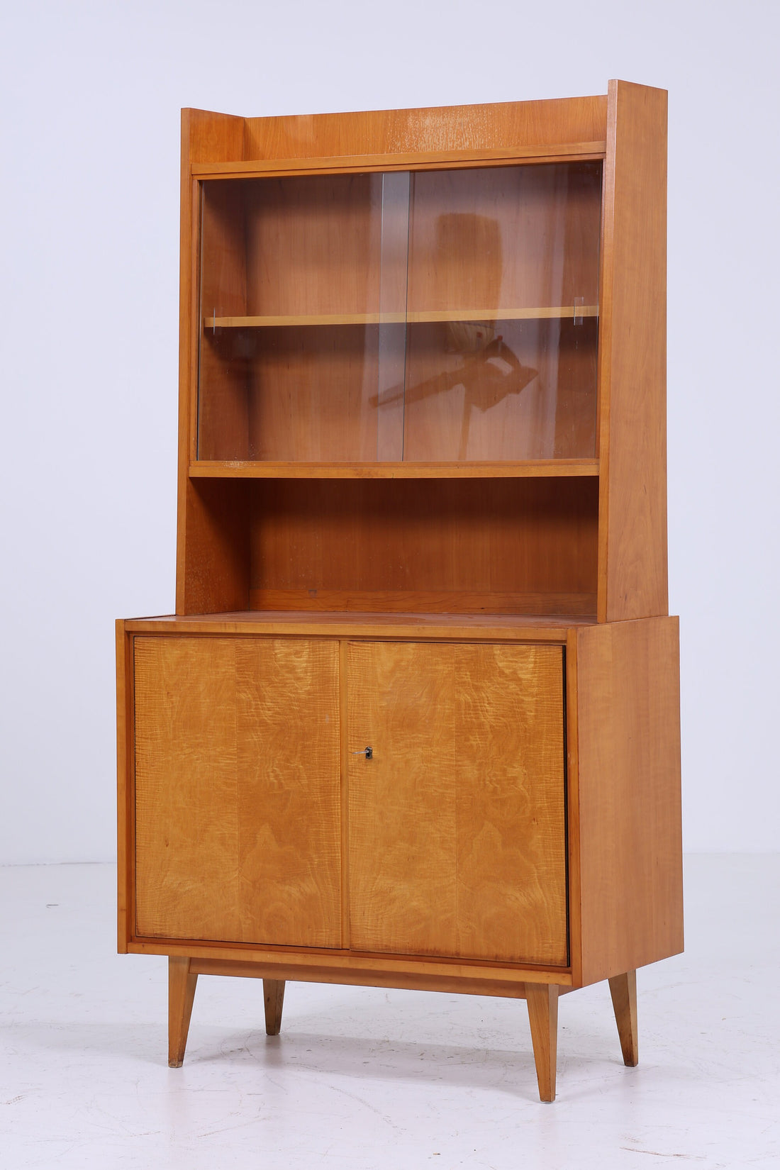 Vintage Mid Century Vitrine aus den 60er Jahren | Retro Holzschrank Original Design Schrank Bücherregal Wäscheschrank