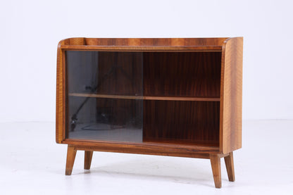 Vintage Glas Kommode 60er Jahre | Mid Century Vitrine Flur Konsole Schrank Aufbewahrung Retro Holz 70er Braun Glasvitrine