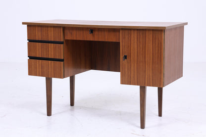 Dunkler Vintage Schreibtisch 60er Jahre | Mid Century Schultisch Arbeitstisch Bürotisch Tisch Retro Nussbaum Holz