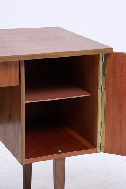 Dunkler Vintage Schreibtisch 60er Jahre | Mid Century Schultisch Arbeitstisch Bürotisch Tisch Retro Nussbaum Holz