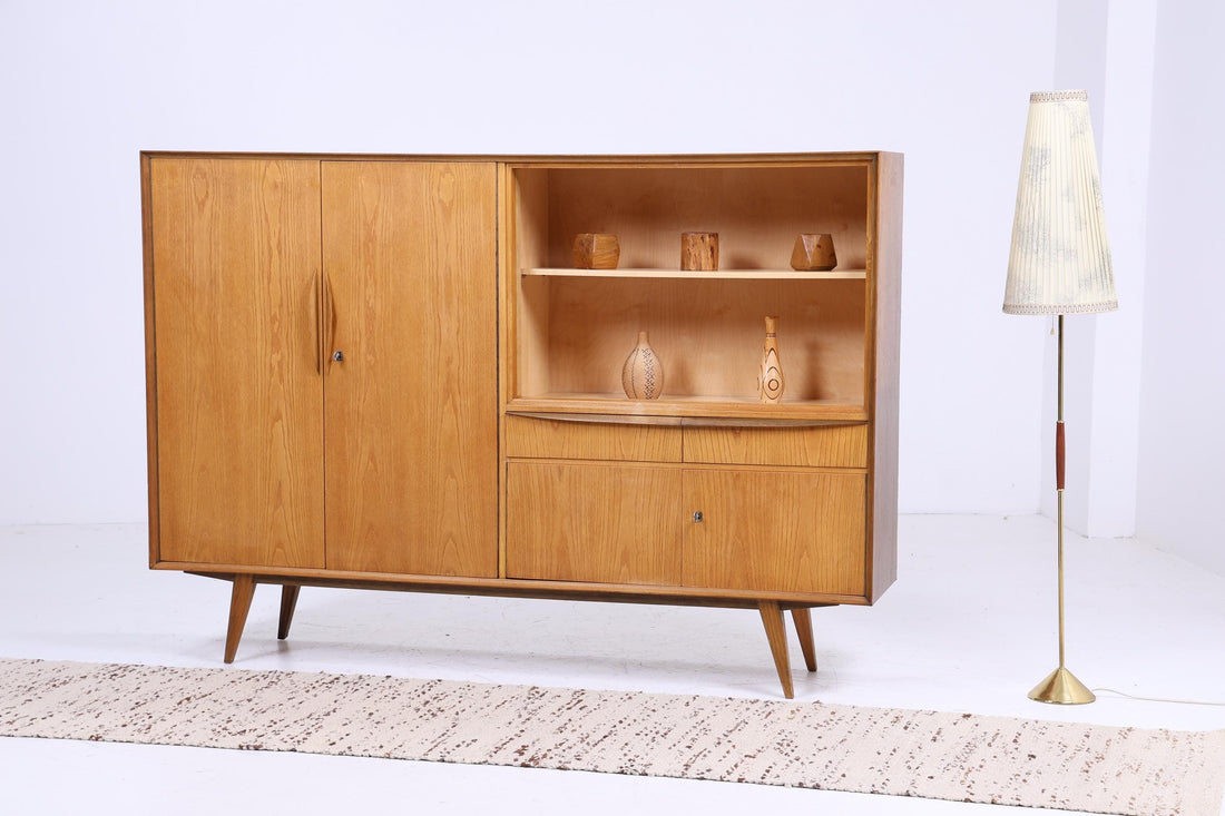 Stilvolles Vintage Highboard 60er Jahre | Mid Century Wohnzimmer Schrankwand Bücherschrank