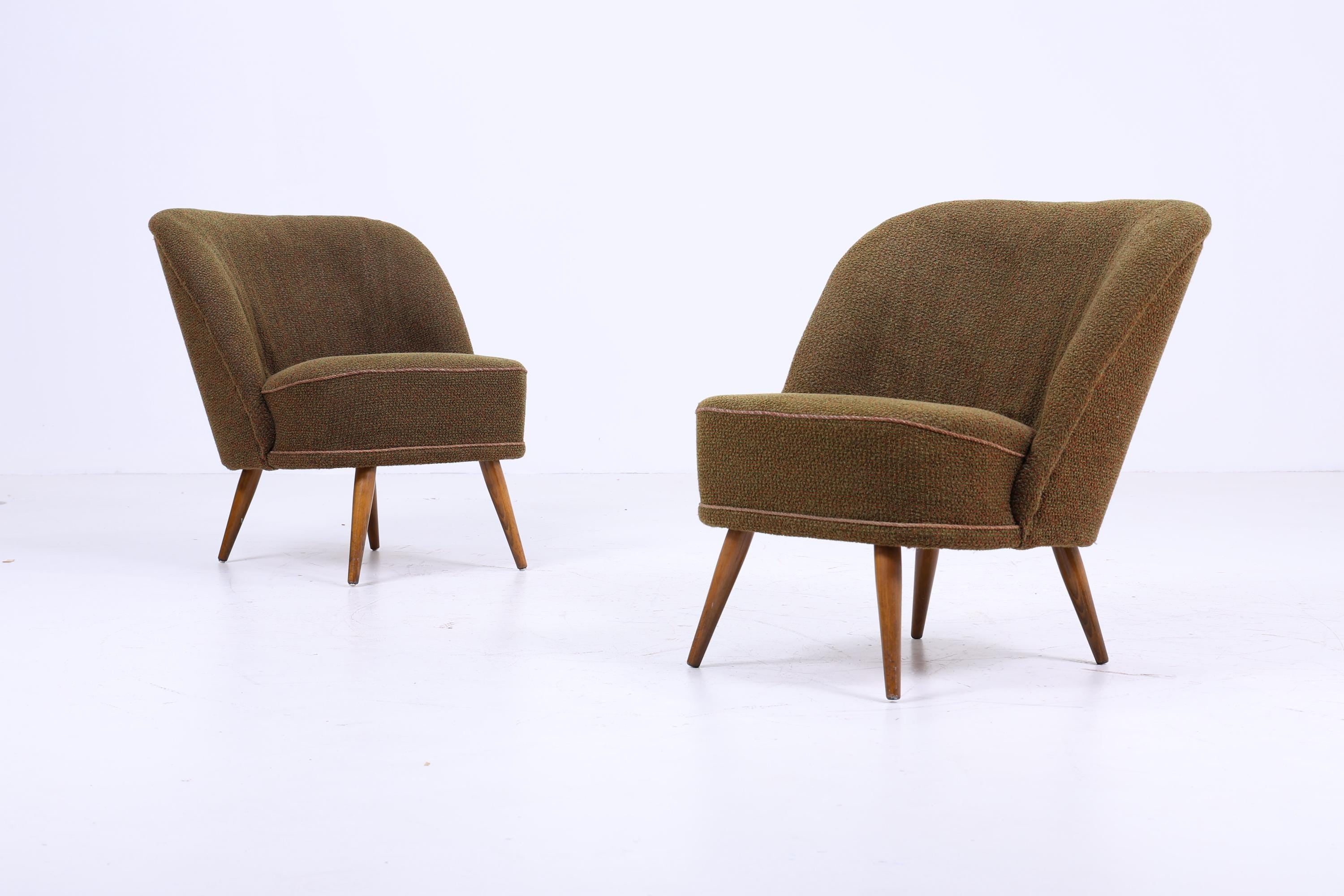 2 Vintage Cocktail Sessel 60er Jahre | Mid Century Lounge Chair Sessel Grün Retro 70er