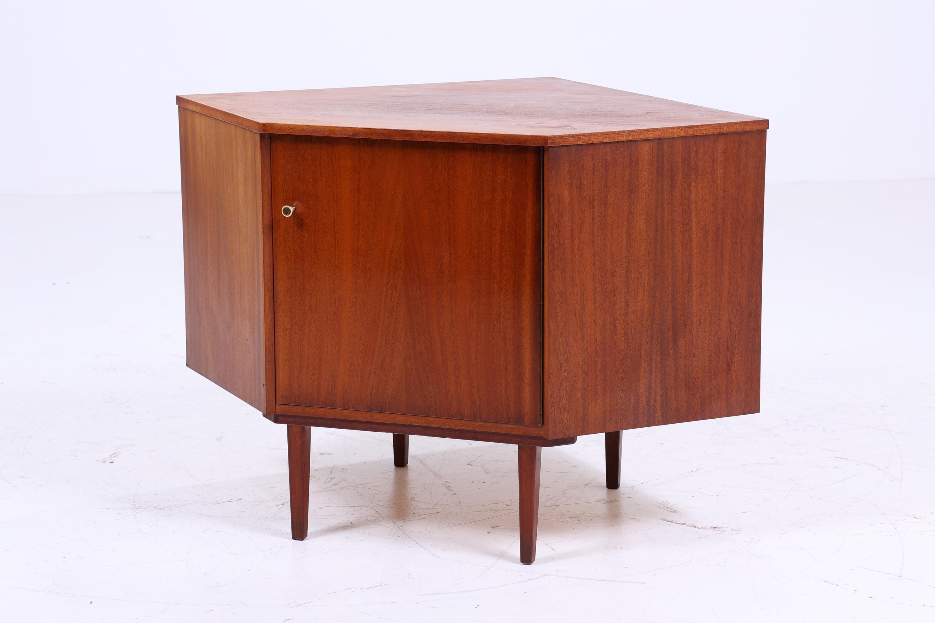 Vintage Eckkommode 60er Jahre | Mid Century Kommode Schrank Retro 70er Holz Aufbewahrung