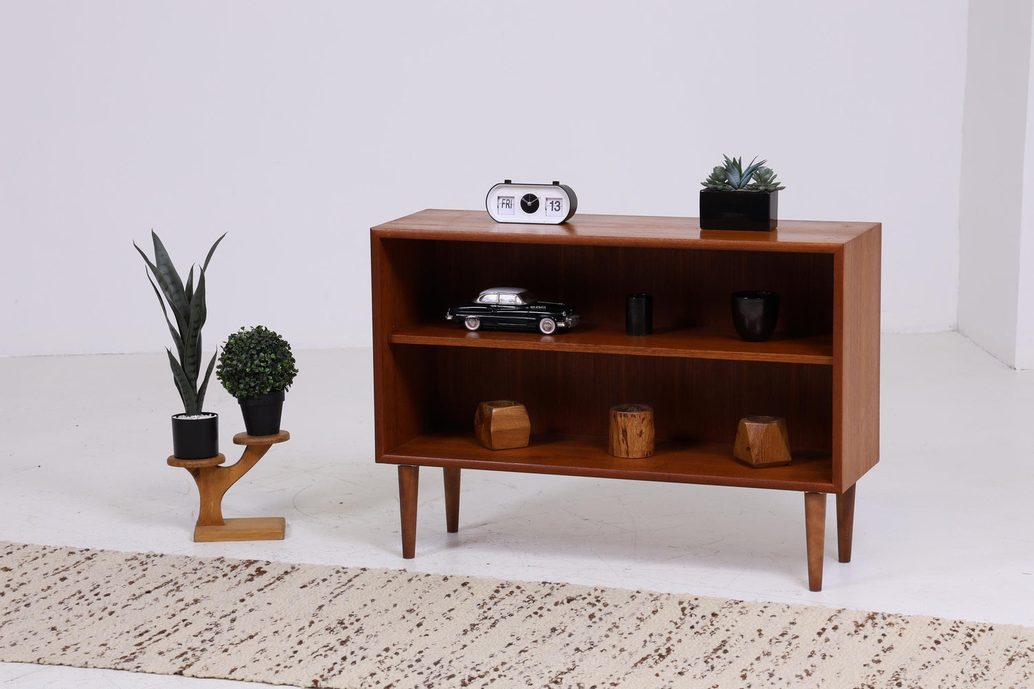 Offene Vintage Teak Kommode 60er | Mid Century Schrank Vintage Flur Aufbewahrung Retro Holz