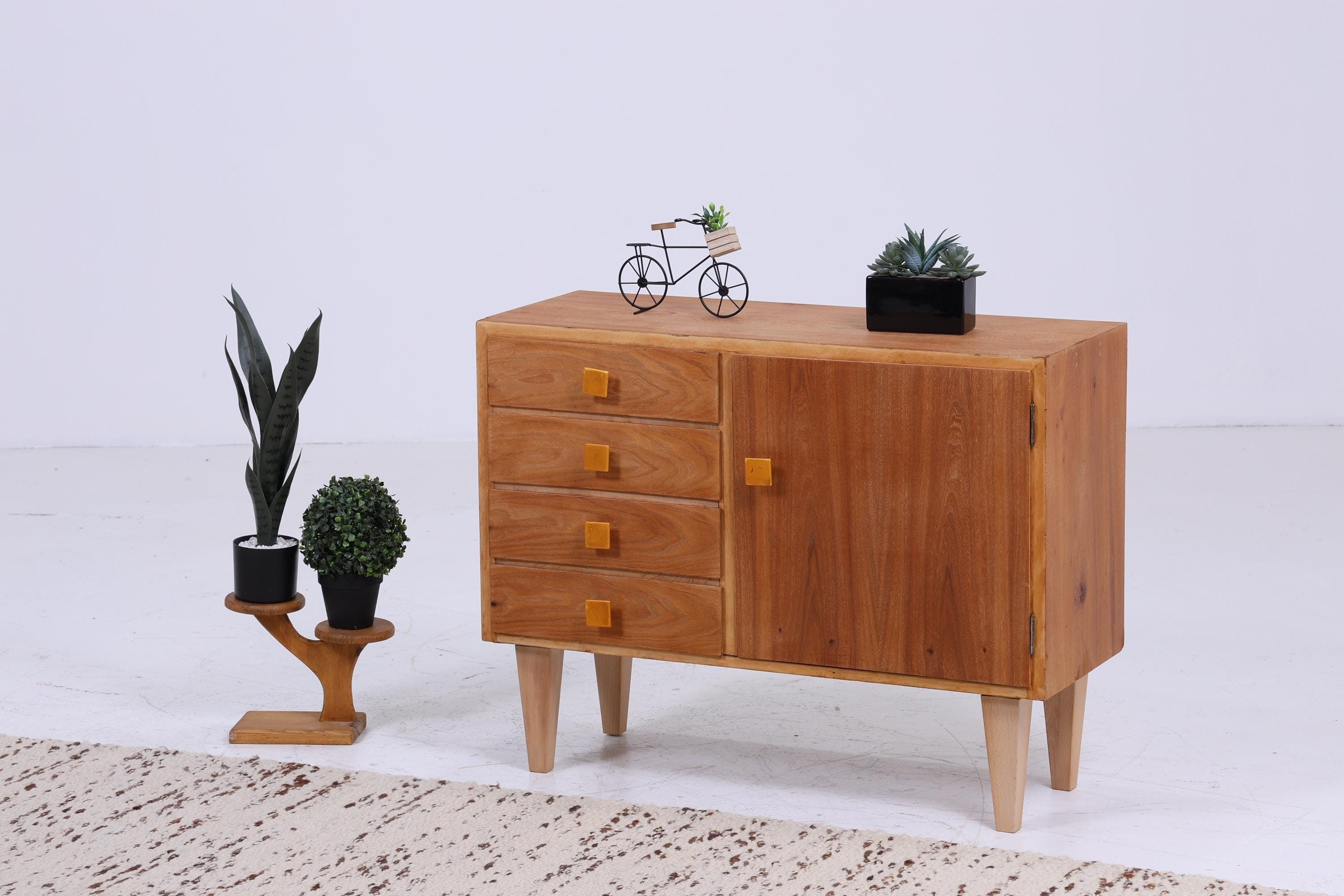 Mid Century Holz Kommode | Vintage Schubladen Schrank | 60er Jahre Aufbewahrung