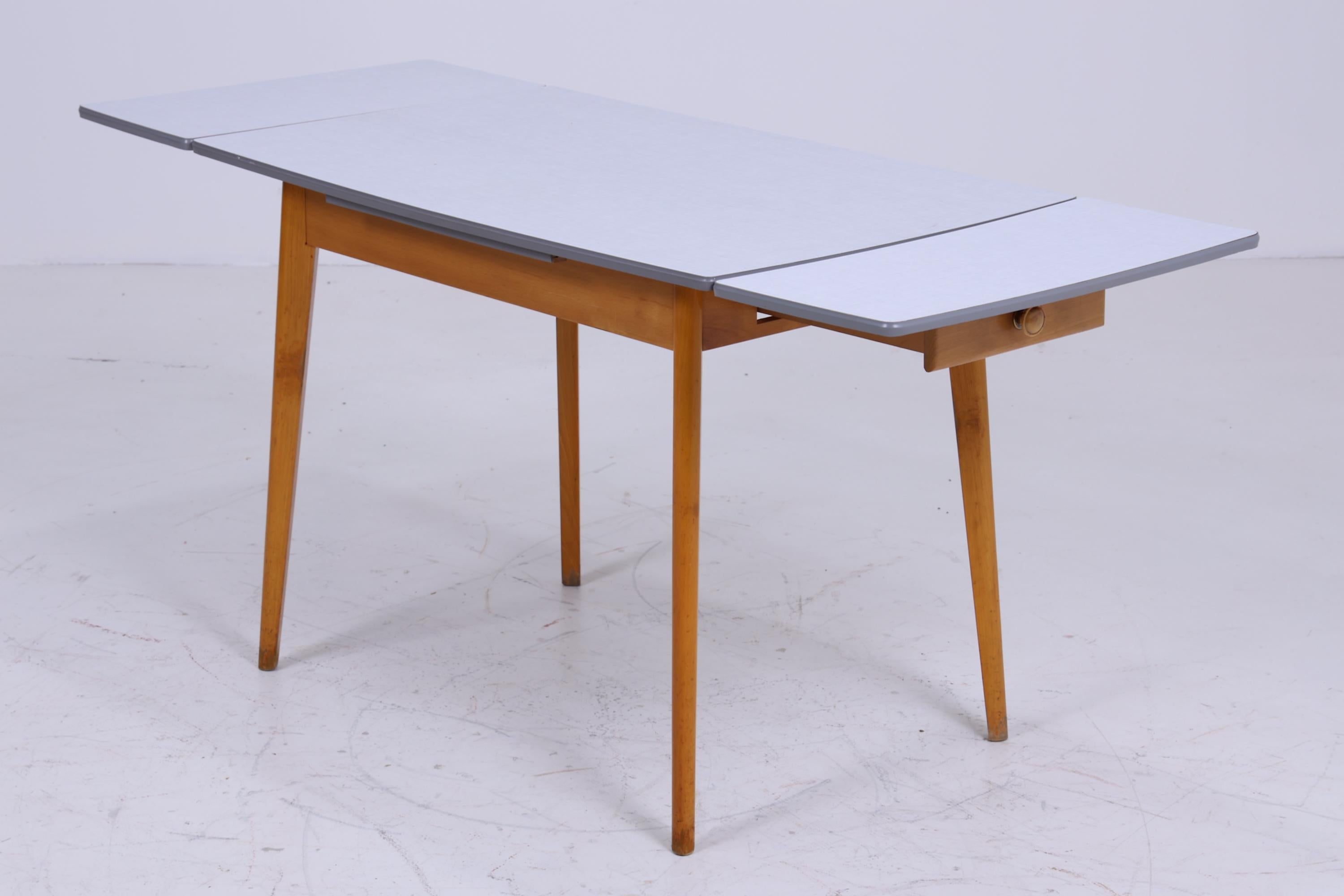 Klassischer Vintage Küchentisch 60er Jahre | Mid Century Esstisch Tisch Retro Holz Resopal Schublade