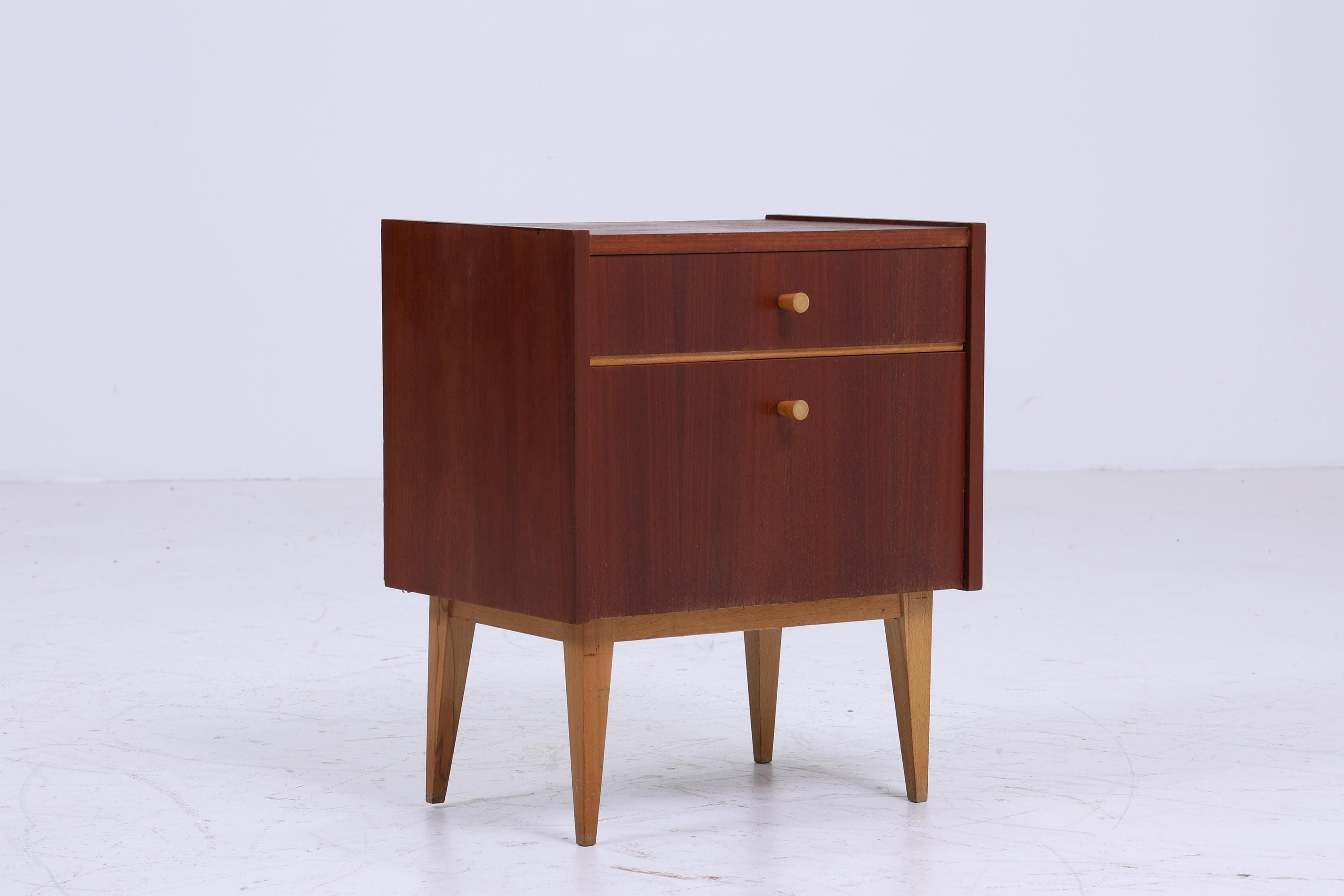 Wunderschöner Vintage Nachttisch 60er Jahre | Mid Century Nachttisch Mini Kommode Schubladen Retro