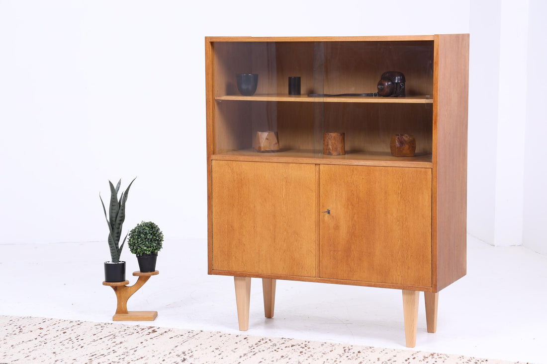 Original Hellerau Vitrine 60er Jahre | Mid Century Schrank 602 | D Vintage Franz Ehrlich Highboard Retro 70er Esche Holz Aufbewahrung