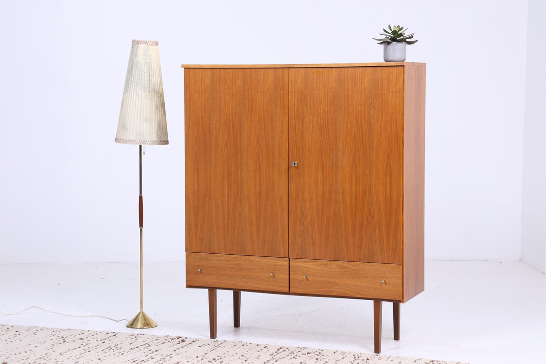 Zeitloser Vintage Schrank 60er Jahre | Mid Century Wäscheschrank Schubladen Fächerschrank Holz Retro Aufbewahrung