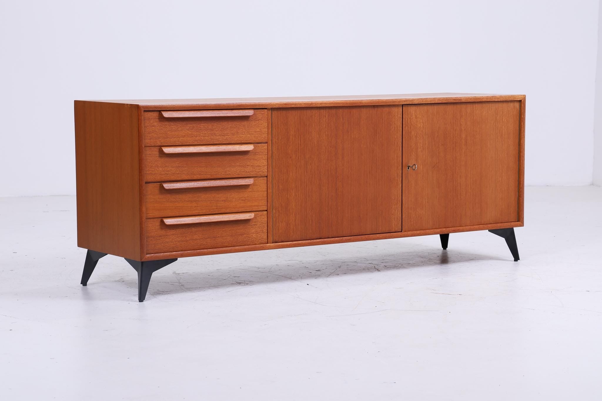 Vintage Teak Sideboard 60er Jahre | Mid Century Schrank Aufbewahrung Retro Holz