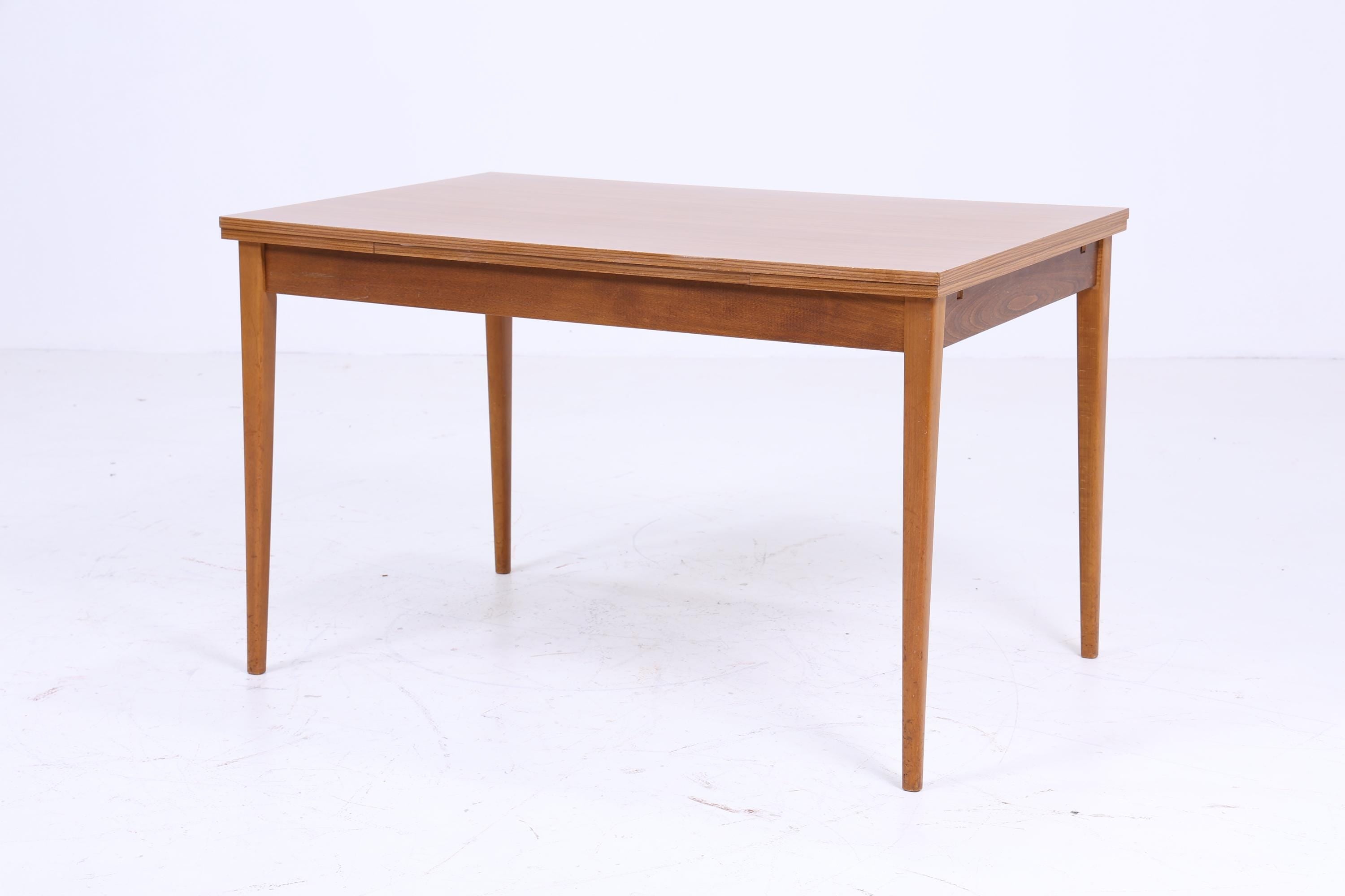 Dunkler Vintage Küchentisch 60er Jahre | Mid Century Esstisch Ausziehbarer Tisch Retro 70er Holz