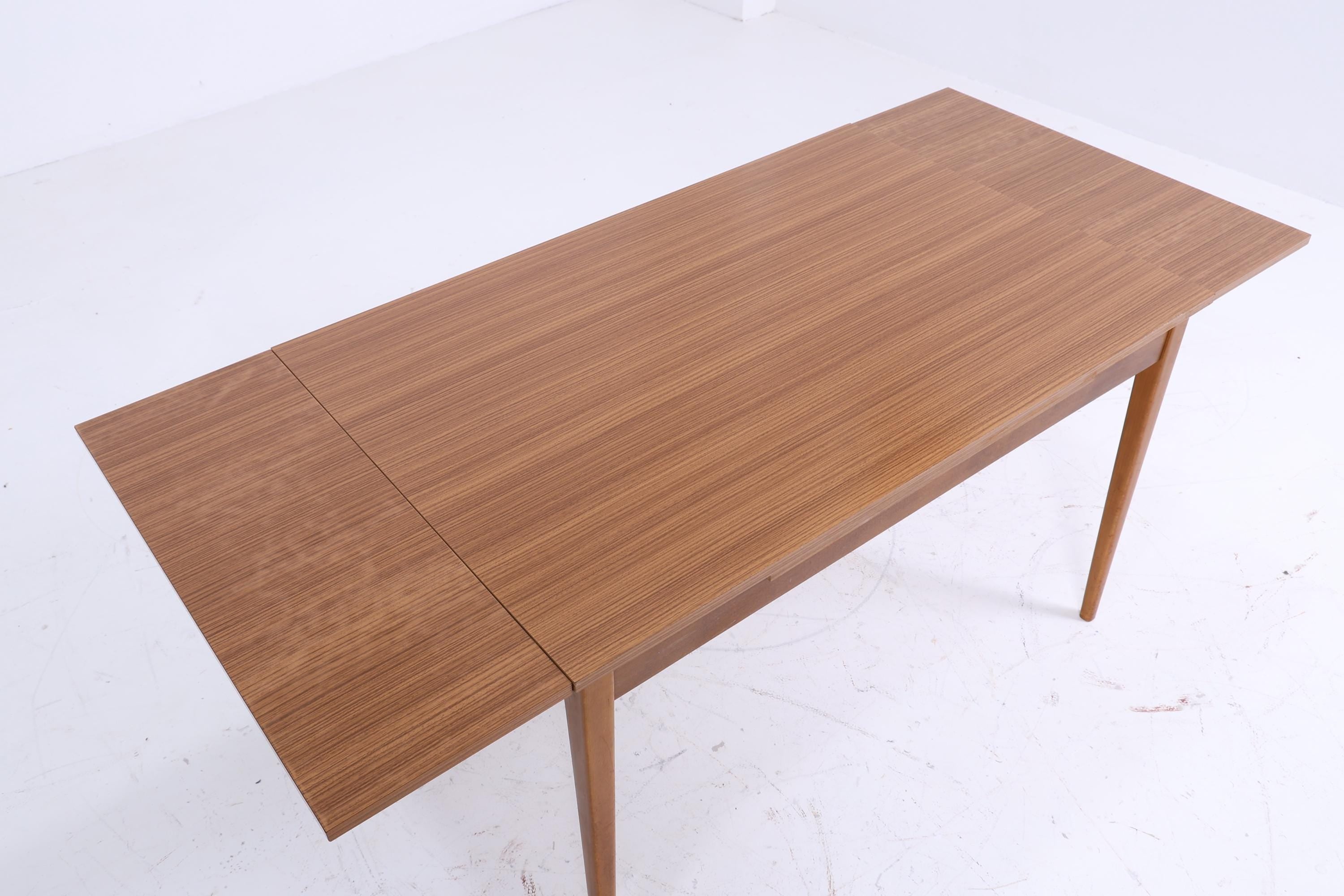 Dunkler Vintage Küchentisch 60er Jahre | Mid Century Esstisch Ausziehbarer Tisch Retro 70er Holz