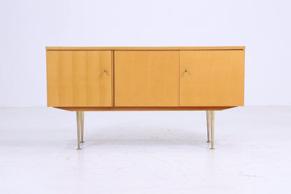 Vintage Kommode 60er Jahre | Mid Century TV Board Hochglanz Sideboard Retro | mit diversen Fächern | Aufbewahrung Holz