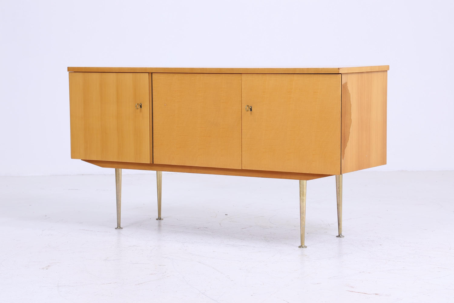 Vintage Kommode 60er Jahre | Mid Century TV Board Hochglanz Sideboard Retro | mit diversen Fächern | Aufbewahrung Holz