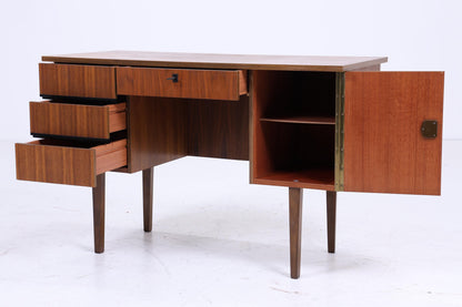 Dunkler Vintage Schreibtisch 60er Jahre | Mid Century Schultisch Arbeitstisch Bürotisch Tisch Retro Nussbaum Holz